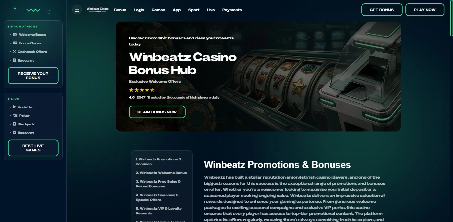 Winbeatz Casino: Welcome Bonus and Promotions